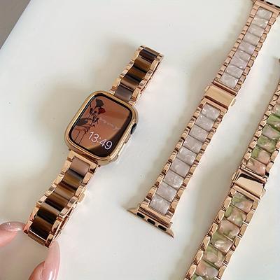 Correa Ecológica de Resina y Metal para Apple Watch Series 1-10 SE, Diseño de Tres Hilos de Lujo Ligero.