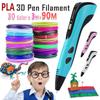 12/20/30 Colors X 3M PLA Filament Kid's 3D Pen 3D Drawing Printing Pen with LCD Screen for Children's Educational DIY 3D Graffiti Painting