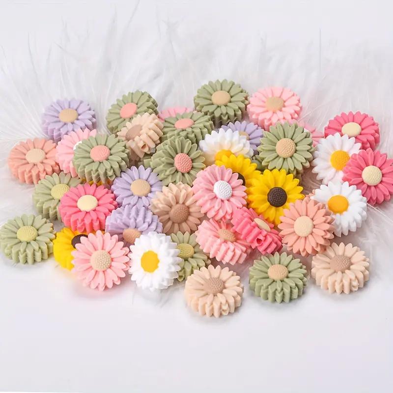 5/15PCS Multi-color Daisy Silicone Beads, 20mm, Suitable for DIY Pen Bead Bracelets, Necklaces, Keychain Accessories, Etc