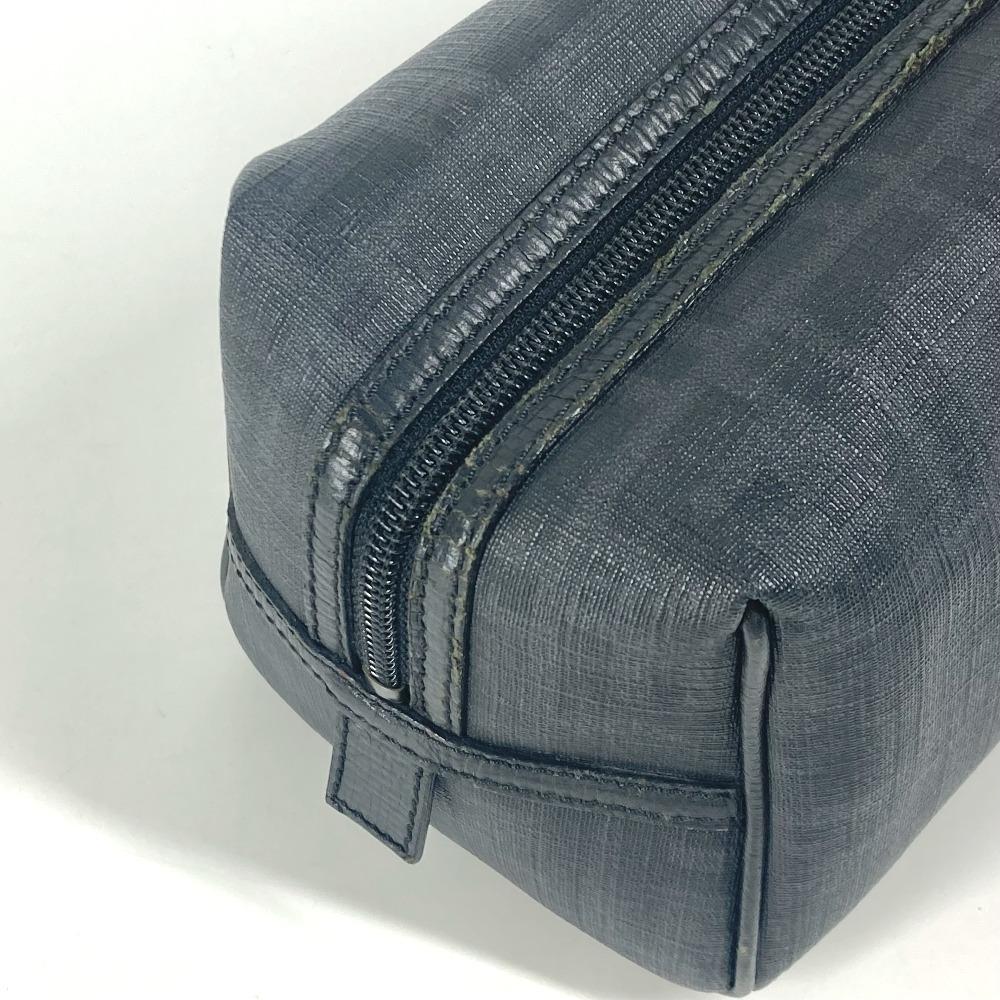 FENDI Zucca logo bag pouch Cluch Bag  PVC Black