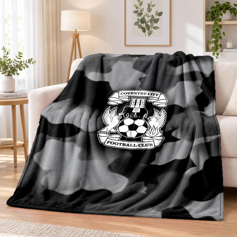 Coventry City Football Printed Flannel Blanket Warm Comfort Bed Throw For Indoor Home Decoration