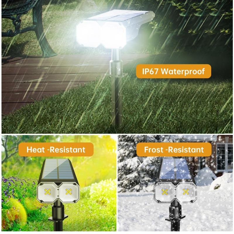 8W Upgraded Solar Landscape Light IP67 Waterproof Dusk-to-Dawn RGB White Warm White Solar Spotlights Wall Lights for Driveway 10LED