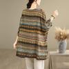 Oversized Vintage Stripe Floral Casual Loose Long T Shirt Tops Women Summer T-shirt