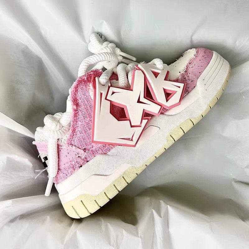 Uniti Guochao Nischen-Mädchen rosa Plateauschuhe für Studentinnen, lässige Sportschuhe mit Plateau