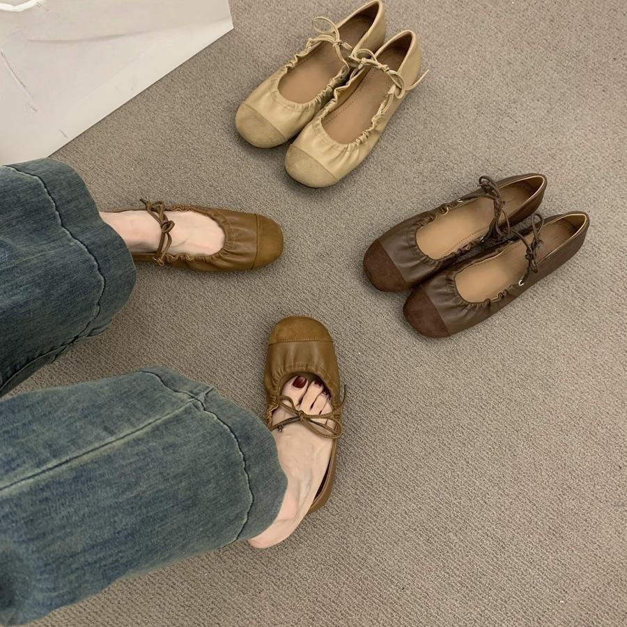 Pantofi retro Mori literari și artistici din piele moale pentru bunici, primăvară și vară 2025, noi, versatili, balerini plat, pantofi simpli pentru femei