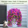 Outdoor Artificial Flowers, Realistic UV-Resistant Hanging Flowers, Trumpet Vine, Purple and Purple Red, for Porch, Patio
