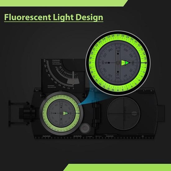 Brújula de alta precisión para senderismo y acampada, brújula militar resistente al agua con esfera que brilla en la oscuridad y regla de medición.