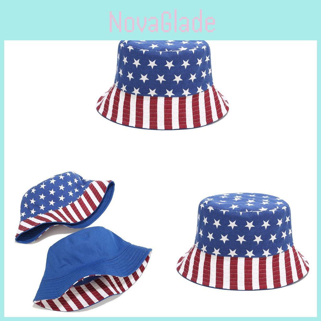Amerikanische Flagge Canvas Fischerhut mit breiter Krempe zum Sonnenschutz und Sonnenschutz