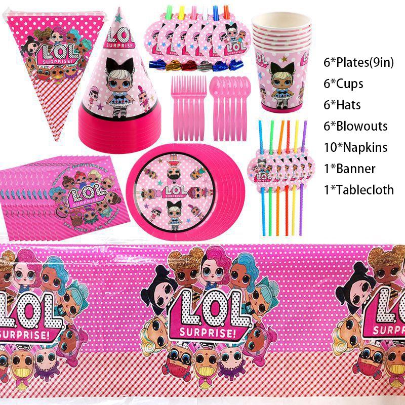 Theme Party Lol Supplies Birthday Decorations Banner Plates Kids Favors Girls