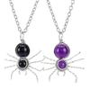Handmade Colorful Rough Stone Necklaces Crystal Spiders Pendant Neckchains Adjustable Length Chain Jewelry Accessories