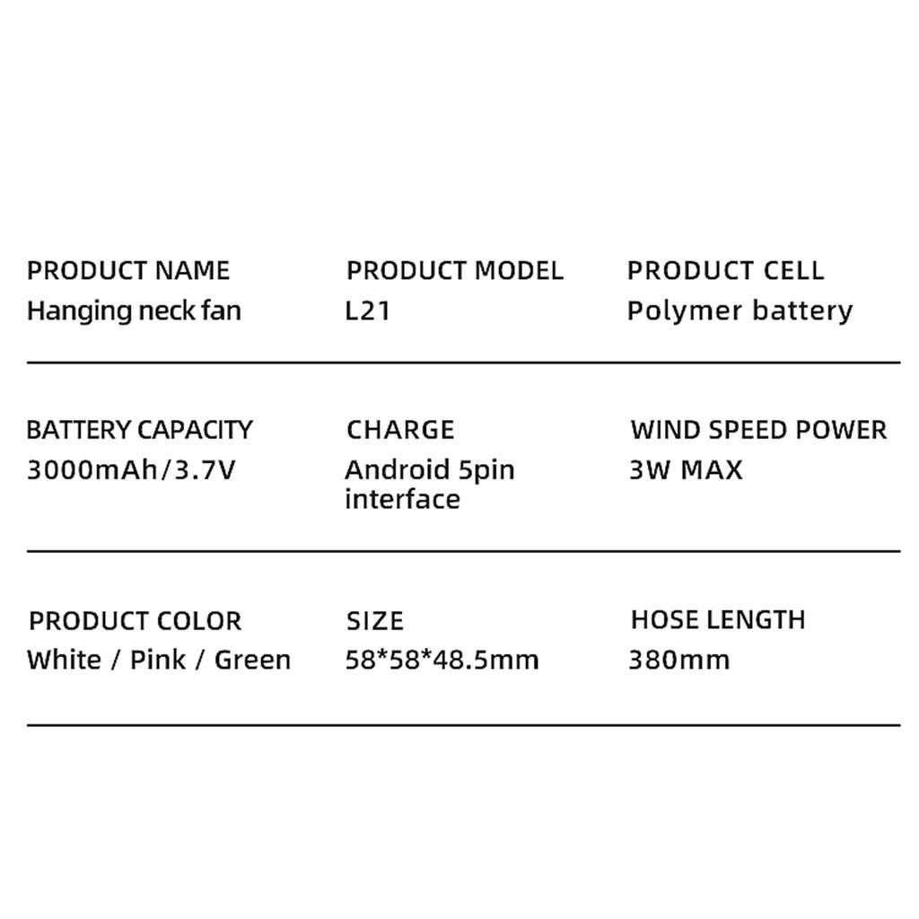 Mechanical Operation Battery-powered Fan Lazy Leaf-Less Hanging Neck Fan Long Battery Life for Sports and Travelling