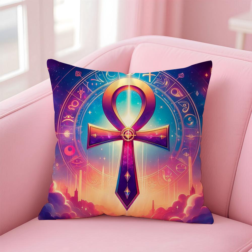 Ancient Ecology Life Talisman Pattern Cushion Cover Pillow Case Soft Skin Friendly Fabric Concealed Zipper