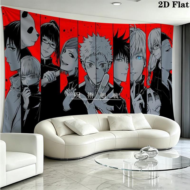 Anime Jujutsu Kaisen Wandteppich Ästhetischer Wandbehang Bedruckte Stoffdecke Dekorative Wandteppiche für Schlafzimmer Wohnzimmer Heimdekoration