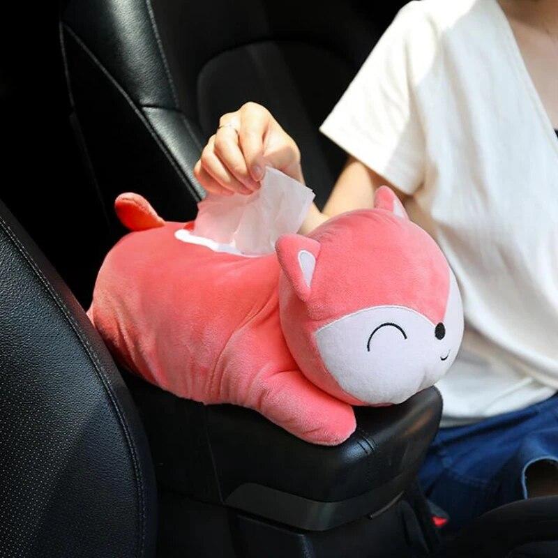 Creative Car Armrest Box Car Tissue Box Draw Cartoon Cute Car Draw Car Tray Trailer Interior Decoration Supplies