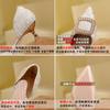 2025 New Summer Fairy Style Fashion Bag Head Hollow Sandals Women's Middle Heel Satin Pointed Head Small High Heel Single Shoes