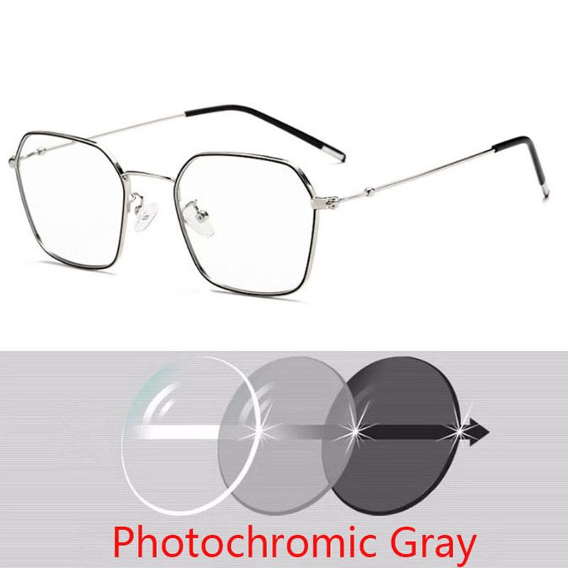 Literary Retro Square Glasses Frame Thin Metal Glasses Men Women Myopia UV Protection Diopter -0.5 -1.0 -1.5 -2.0 To -6.0