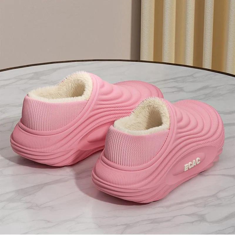 EVA Waterproof Cotton Slippers, Warm and Thick Fleece-lined Women's Shoes for Winter, Thick and Waterproof Cotton Shoes for Men