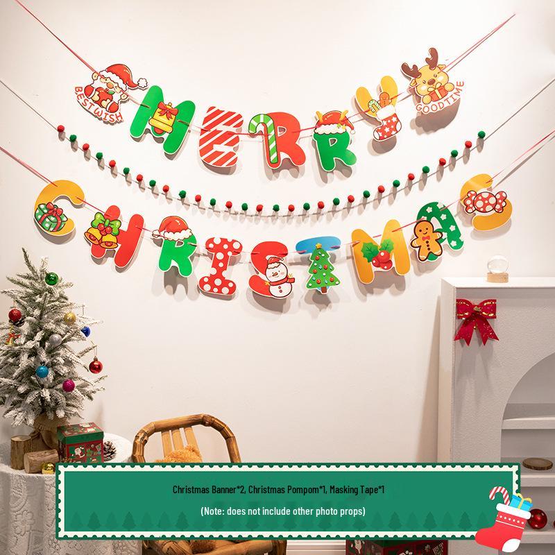 Guirlandes de fanions de Noël pour café ou décoration de chambre d'enfant