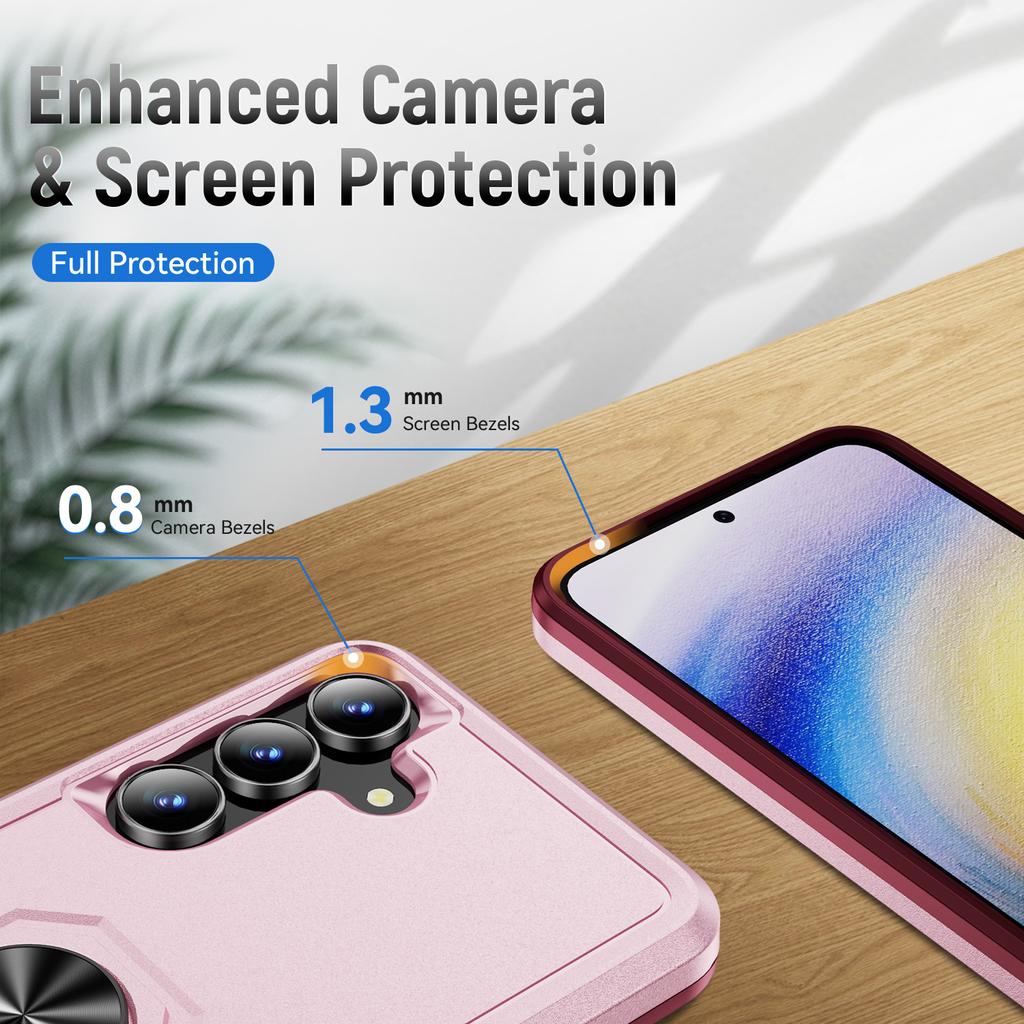For Samsung Galaxy S25 FE Case Military Grade Ring Kickstand PC+TPU Phone Cover