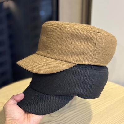 Neuer Koreanischer Stil Einfarbiger Flacher Reiterhut für Damen Herbst und Winter Modisch und Warm Alltäglich Vielseitige Kappe