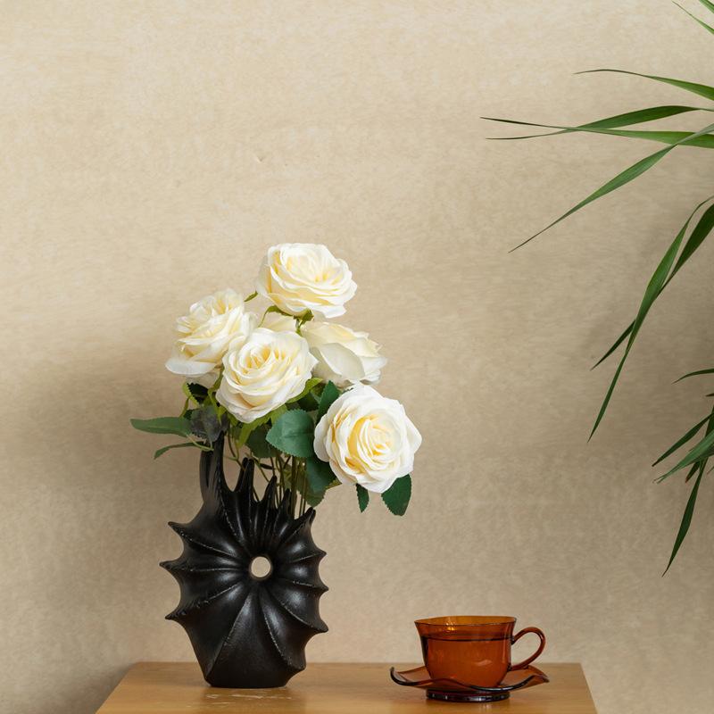 Creative Geometric Water Chestnut Flower Arrangement Simple Ceramic Vase Home Soft Decoration Ornament Crafts