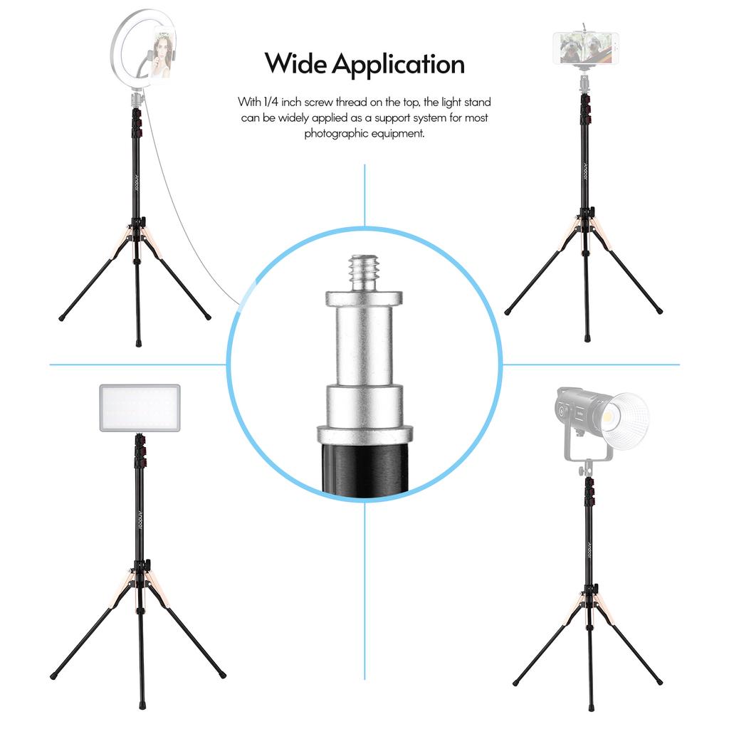 190cm/74.8 Inch Portable Aluminum Alloy Photography Light Stand Reverse Folding Leg Stand