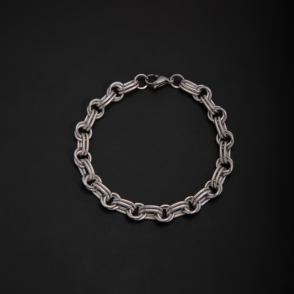 Stainless Steel Mixed Bracelet European and American Fashion Neutral High-end Chain Hip-hop Trend Punk Street