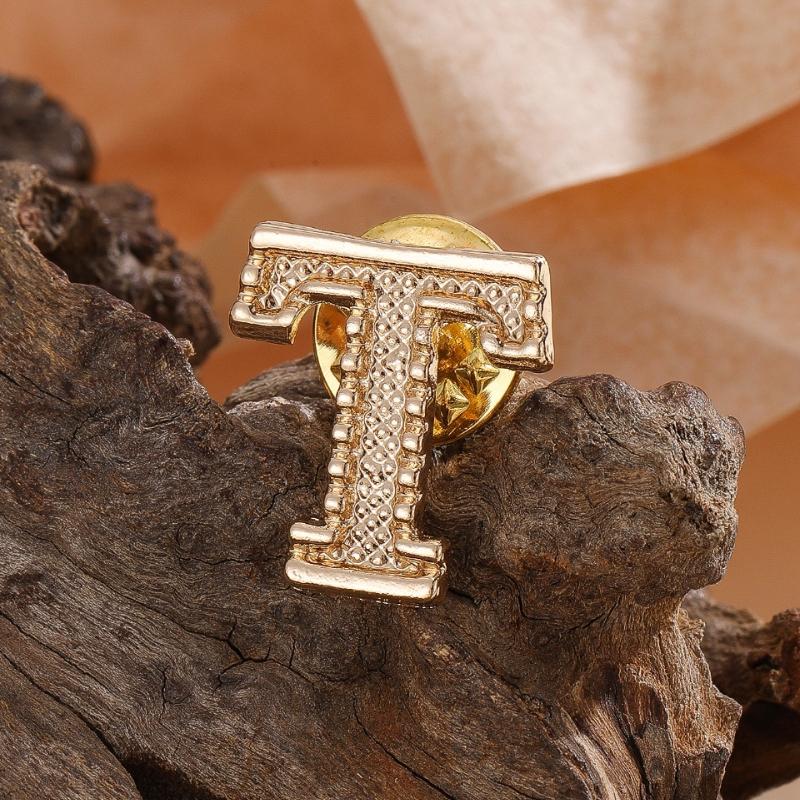 2Pcs New Metal Initial A To Z 26 Letters Pin Suit Shirt Collar Lapel Brooch Pin Badge Fashion Jewelry For Men Women Accessories