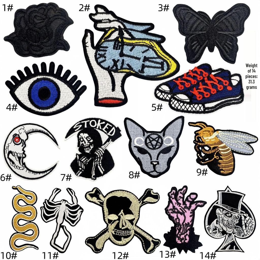 Punk Series Skull Embroidered Decorative Patch for Clothing