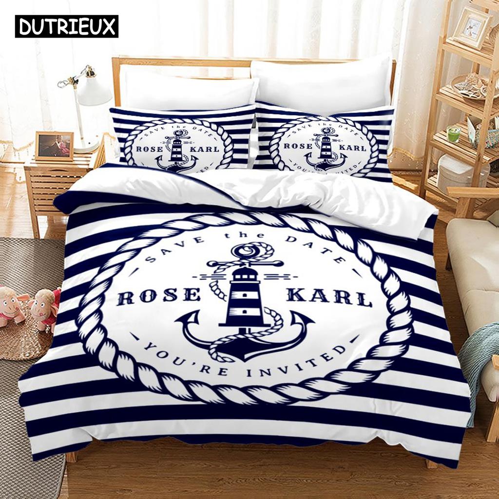 Nautical Ocean Anchor Bedding Sets 2022 Ocean Spirit Duvet Cover Bedding Set King Queen Bed Linen With Pillowcase Bedclothes