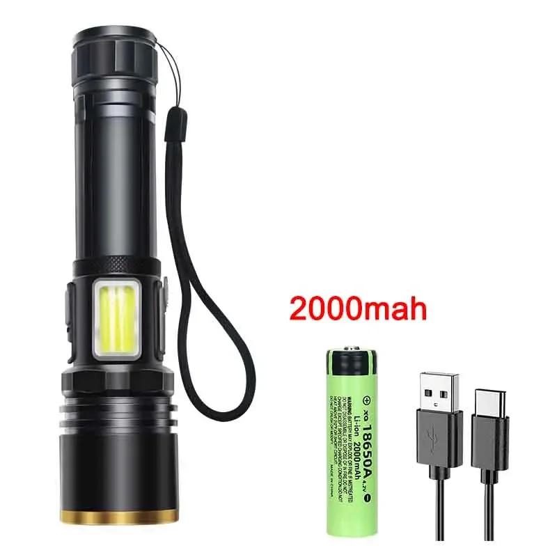 Powerful White Laser LED Flashlight USB Rechargeable Zoom Torch Light Camping Outdoor Hunting Fishing Walking Lighting Lantern