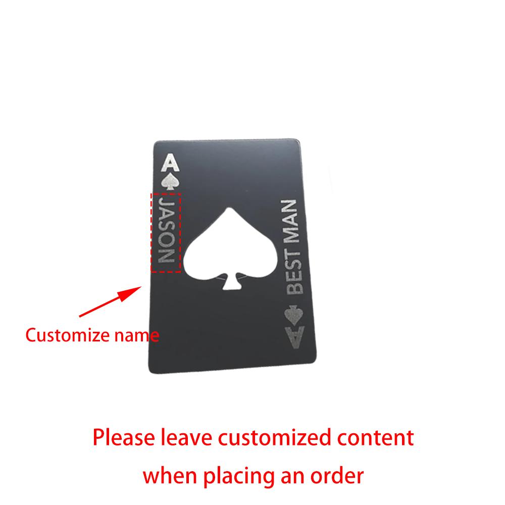 Anpassad Spader Ess Tärna Graverade Svart Stål Flasköppnare Best Man Brudgum Att Vara Fråga Gåva Bröllop Möhippa