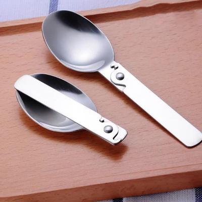 304 Stainless Steel Folding Spoon Portable Silver Outdoor Travel Tableware Soup Spoon Titanium Coffee Spoon