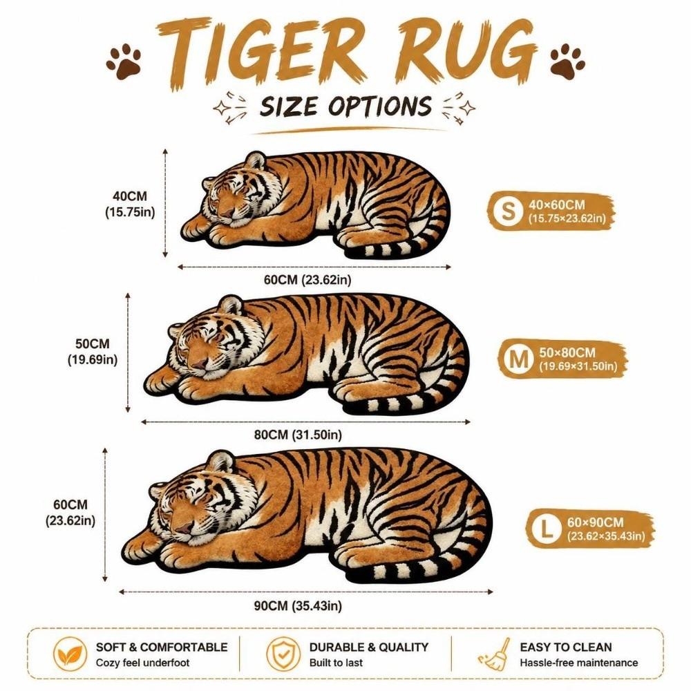 Non-slip Tiger Shape Rug Absorbent Irregular Bath Rug Tiger Floor Mat Home Entrance Decor