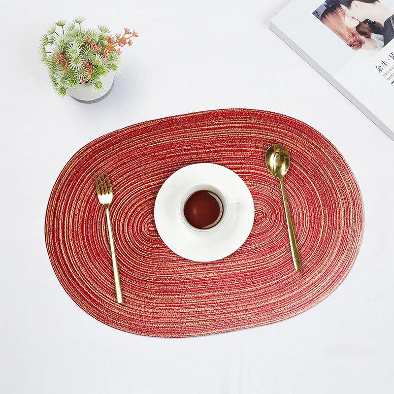 1pc Table Placemats Braided Placemats Dining Tables Natural Woven Oversized Place Mats Set Heat Resistant Pad Oval Table Mats
