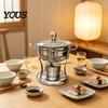 Office Lunch Food Warmer Chafers And Warmers Set with Glass Lid, Round Stainless Steel Compact Vacuum Insulated Meal Box Thermal Serving Bowl,
