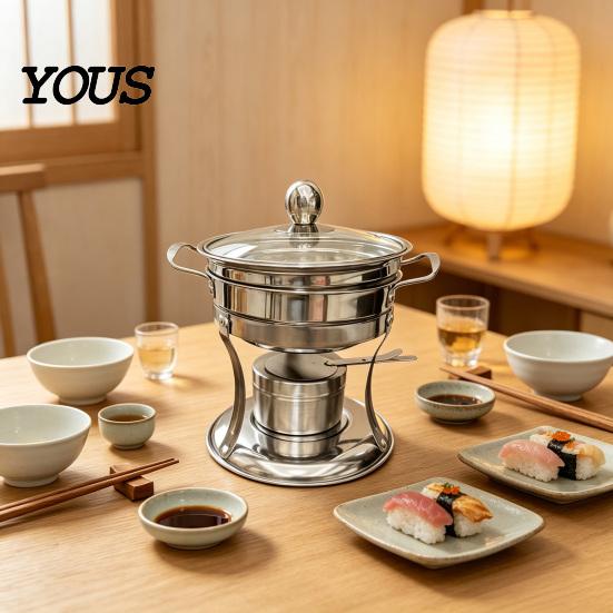 Office Lunch Food Warmer Chafers And Warmers Set with Glass Lid, Round Stainless Steel Compact Vacuum Insulated Meal Box Thermal Serving Bowl,