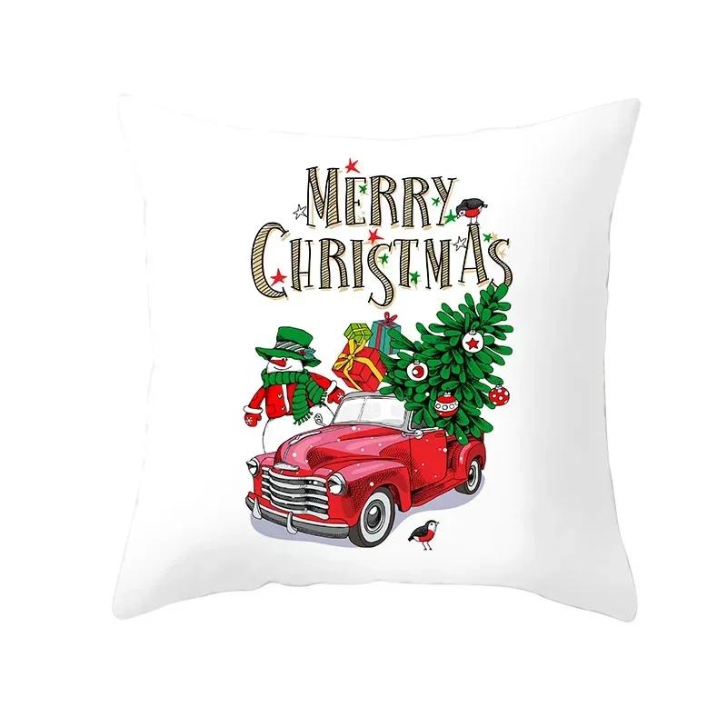 Christmas Decoration Cushion Watercolour Tree Snowman Red Pink Throw Pillow Home Decor Decor Pillowcase