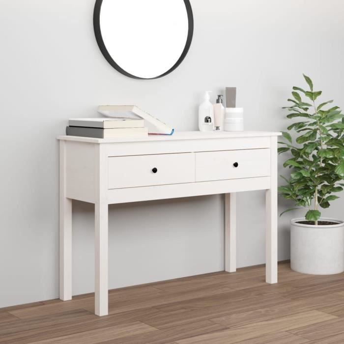 VidaXL Table console Blanc 100x35x75 cm Bois massif de pin 814615