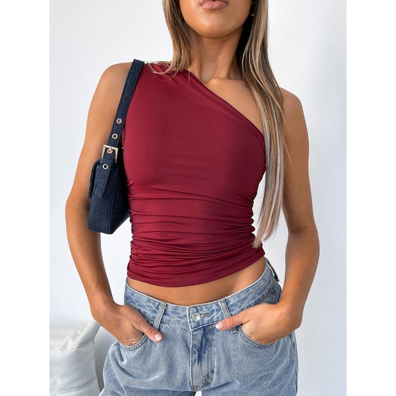 Women S Sexy Off Shoulder Ruched Tight Camisole Top Wearable Inner Outer