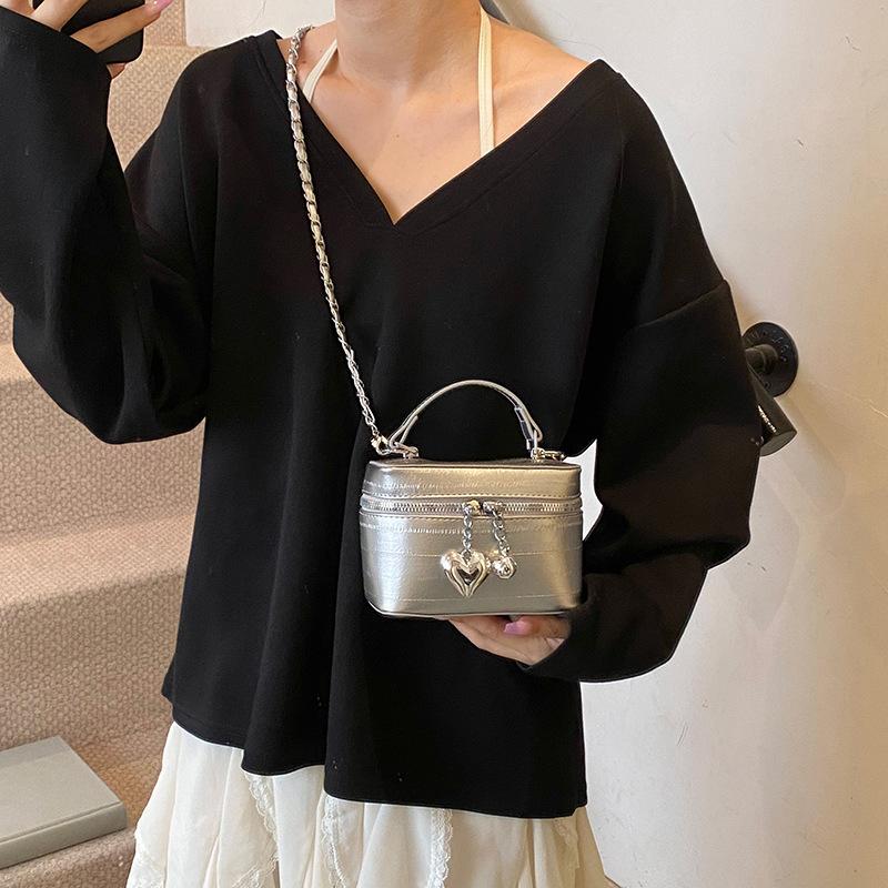 New Fashion Chain Portable Box Bag Women's Messenger Bag Solid Color Shoulder Bag