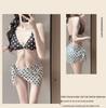 Women's Polka Dot Colorblock Three-Piece Push-Up Bikini Set - Tummy Concealing Swimwear for Slimming Effect at Hot Spring Resorts