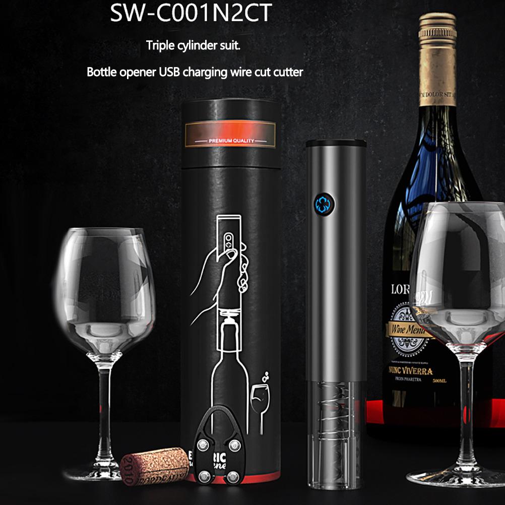 Electric Wine Opener Electric Wine Opener Power Display Rechargeable Wine Bottle Opener with Foil Cutter for Home Kitchen Party