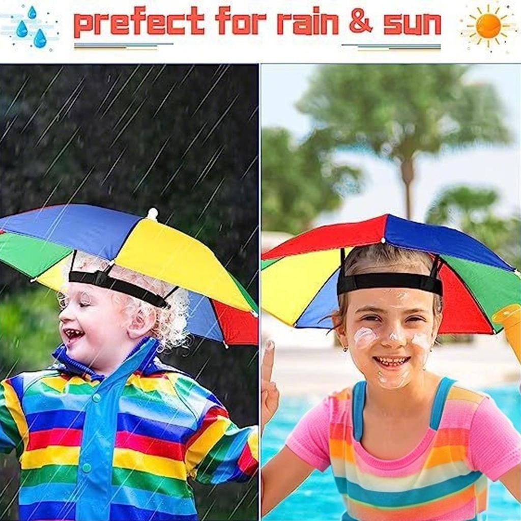 Headwear Umbrella Hat Elastic Headband Umbrella Waterproof Sunscreen Shade Umbrella Hat Adjustable for Camping Fishing Golf