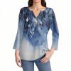 Women's T Shirt Print Button 3/4 Sleeve Daily Weekend Fashion Basic V- Neck Regular Top