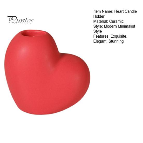 Family Table Candle Holder Red Heart Shaped Candlestick Romantic Ceramic for Elegant Wedding Party Dining Centerpiece Anniversary Valentine's Day Home