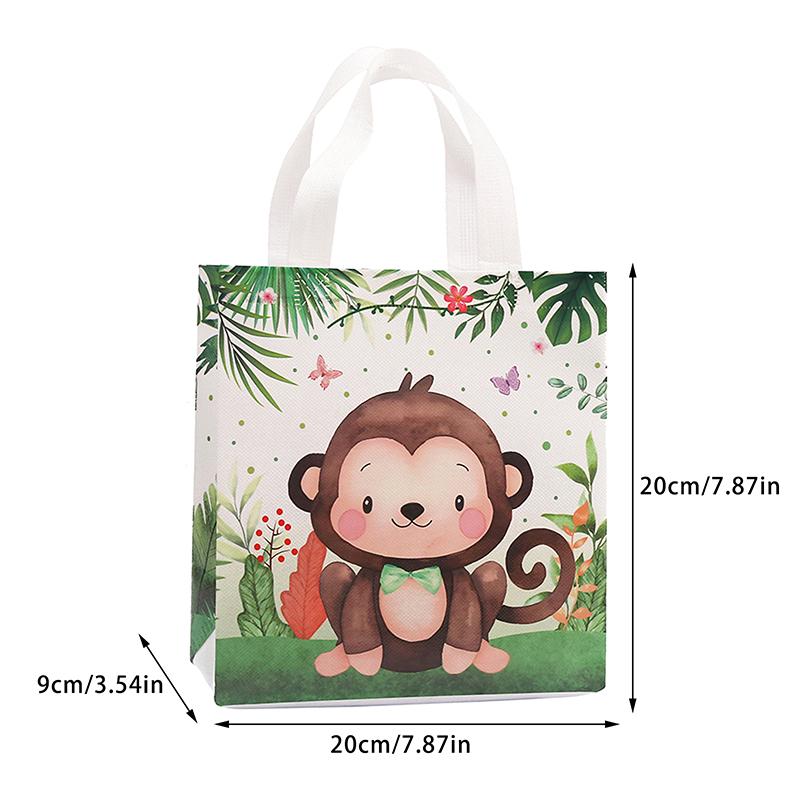 5Pcs Wild Zoo Party Gift Bag Non Woven Jungle Animal Gift Bag Children'S Wild Zoo Theme Party Birthday Gift Bag