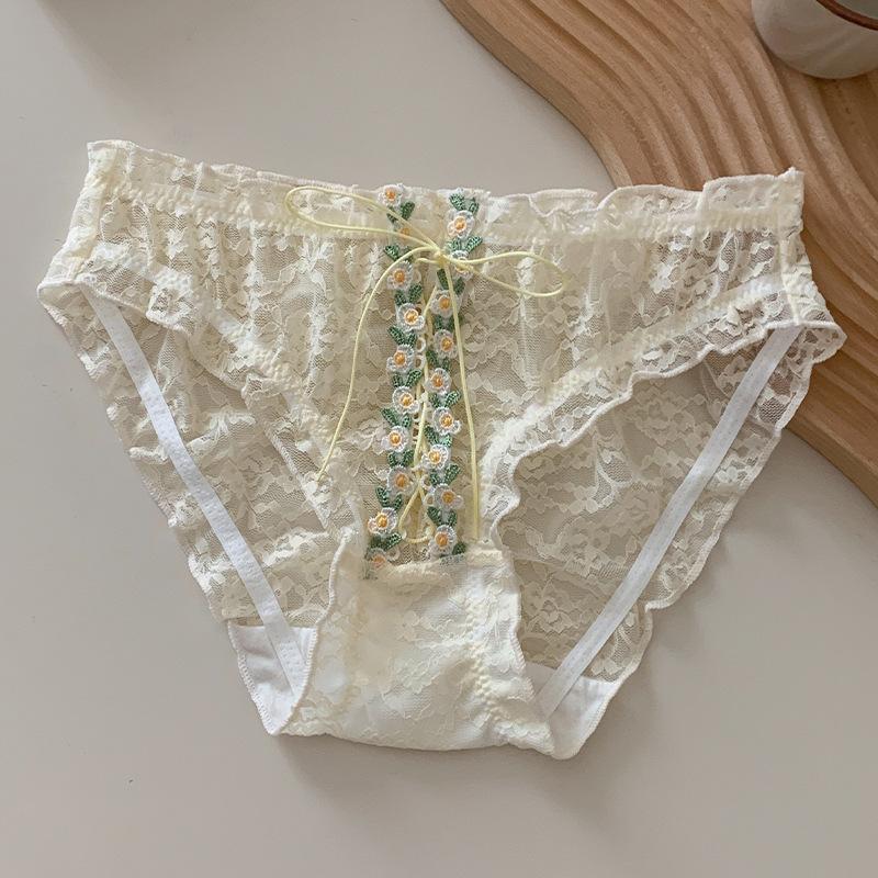 Slip Triangle Respirant en Coton pour Femme - Été Nouveau Sexy Doux Dentelle Fil