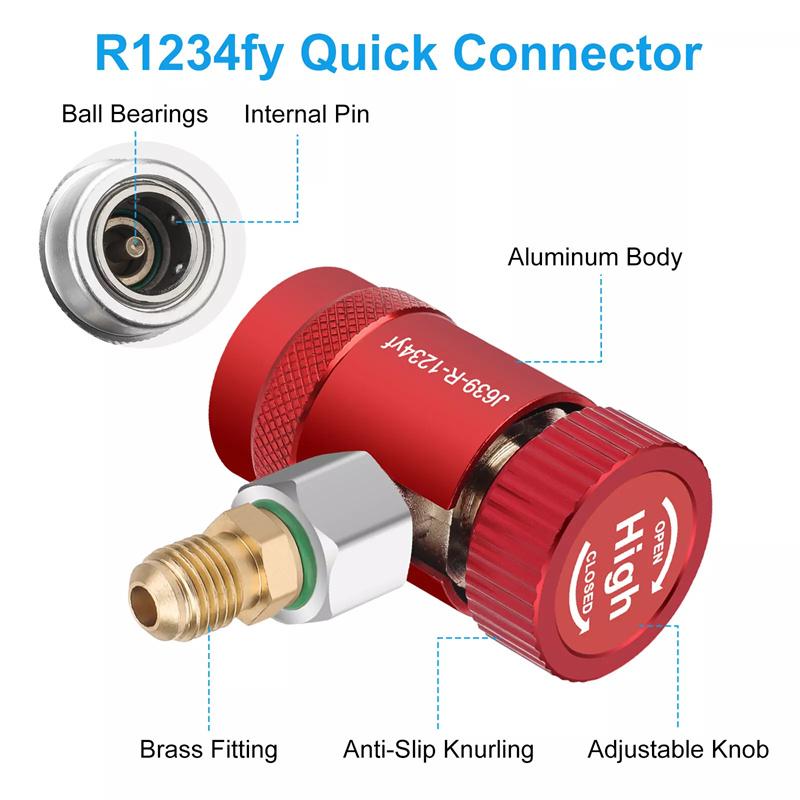 2 Pz Adattatore Connettore Rapido R1234Yf Lato Alto/Basso Auto Ac R1234Yf Accoppiatori Rapidi Adattatori Refrigerante Kit di Conversione