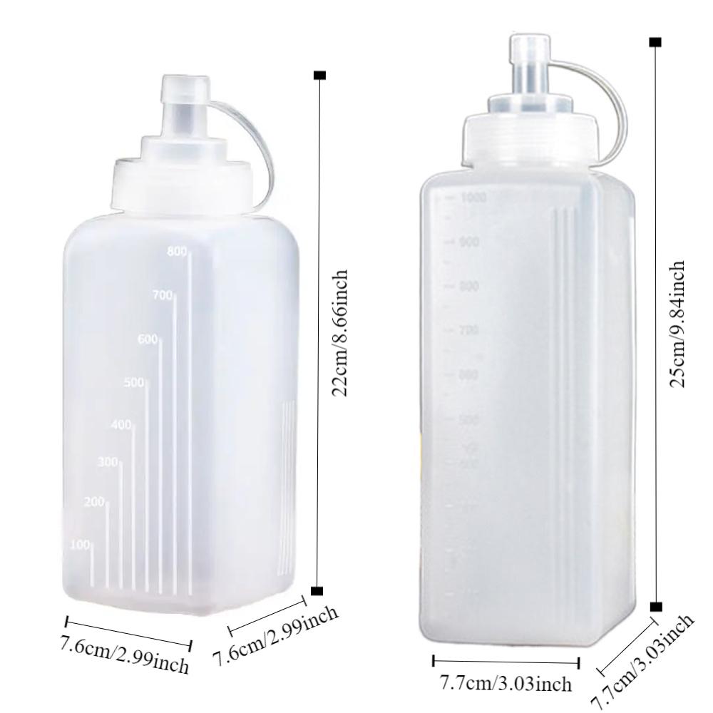 800/1000ml Kitchen Large Caliber Condiment Dispenser with Scale Squeeze Bottles Squirt for Oil Sauce Mustard Kitchen Supplies